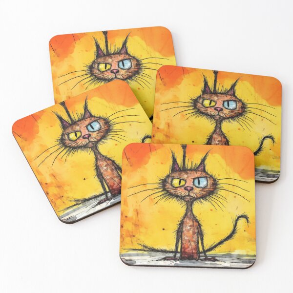 Item preview, A cartoon version of the cat, emotive body language, spiky mounds, frayed designed and sold by anytka.