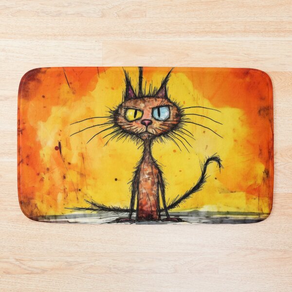 Item preview, A cartoon version of the cat, emotive body language, spiky mounds, frayed designed and sold by anytka.