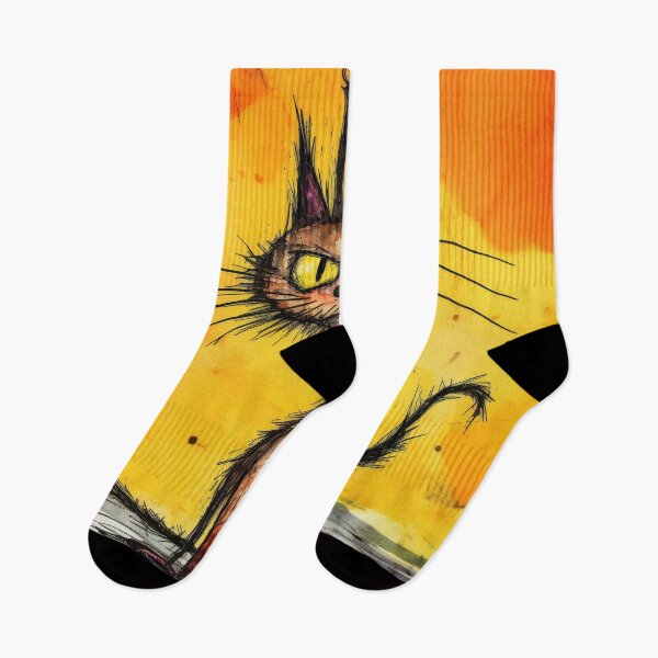 Item preview, A cartoon version of the cat, emotive body language, spiky mounds, frayed designed and sold by anytka.