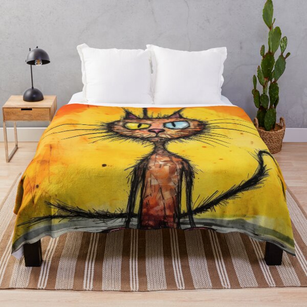 Item preview, A cartoon version of the cat, emotive body language, spiky mounds, frayed designed and sold by anytka.