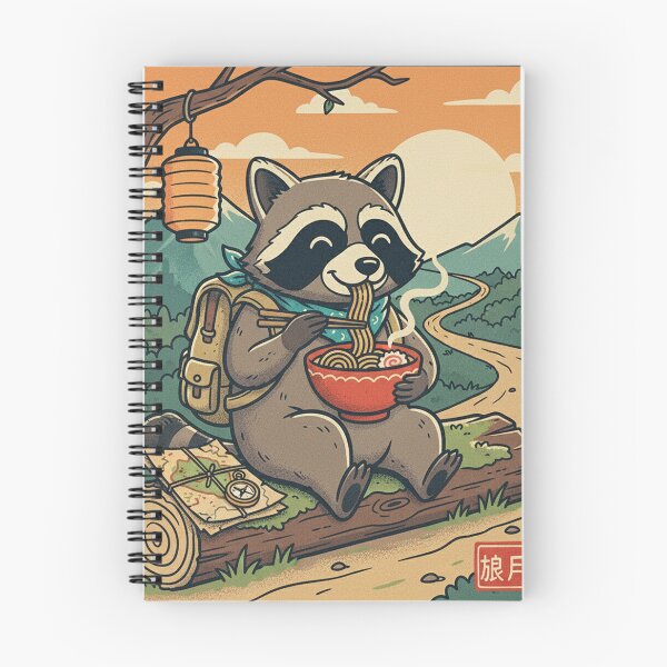 Item preview, Raccoon Ramen Adventurous Hiker Vintage Japanese Style designed and sold by Bongocomic.