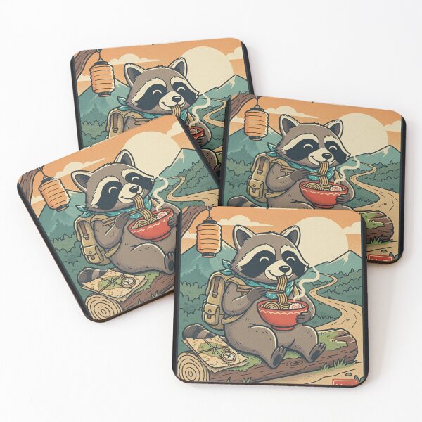 Item preview, Raccoon Ramen Adventurous Hiker Vintage Japanese Style designed and sold by Bongocomic.