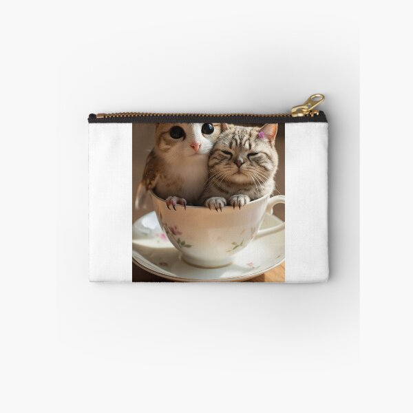 Item preview, Two Baby Meowls in Teacup – Cute Hybrid Companions designed and sold by jetaiart.
