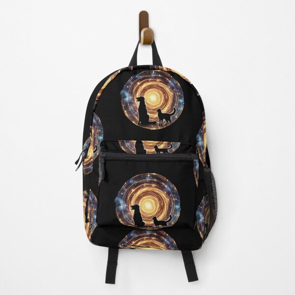 Item preview, Portal Companions Sticker – Dog & Cat Silhouettes in Cosmic Vortex designed and sold by Meta Mirage .