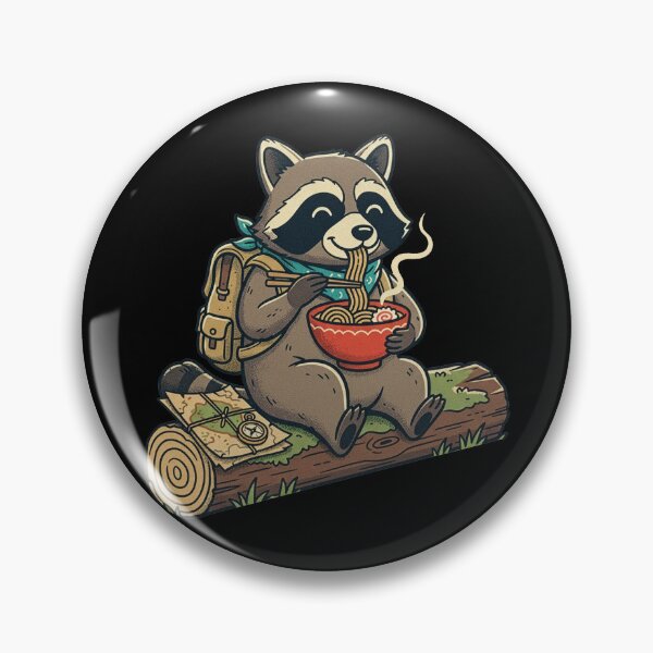 Item preview, Kawaii Raccoon Ramen Adorable Hiker Retro Graphic Style designed and sold by Bongocomic.