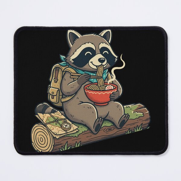 Item preview, Kawaii Raccoon Ramen Adorable Hiker Retro Graphic Style designed and sold by Bongocomic.