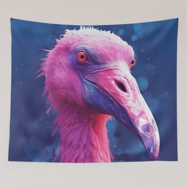 Item preview, Portrait of a flamingo on a blue green background. Emotive portrait. Looking at the camera designed and sold by anytka.