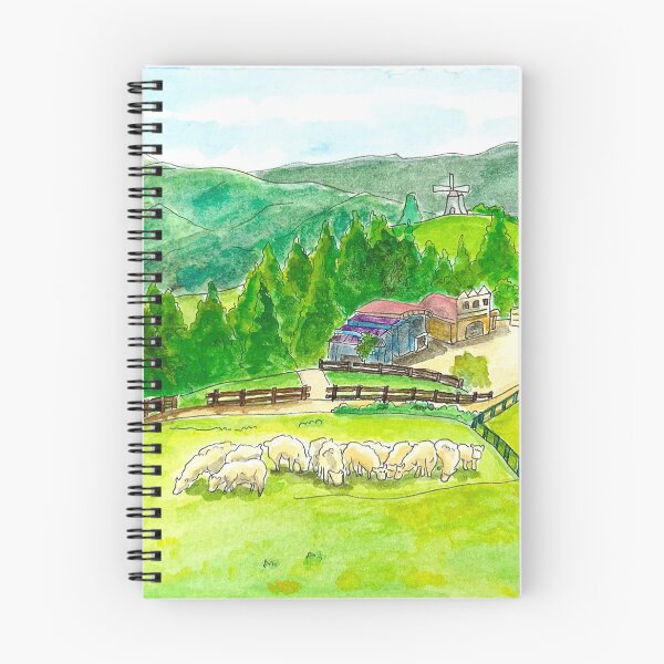 Item preview, Sunny Pastoral Meadow with Sheep and Farmhouse - Watercolor Landscape Art designed and sold by Green2711.