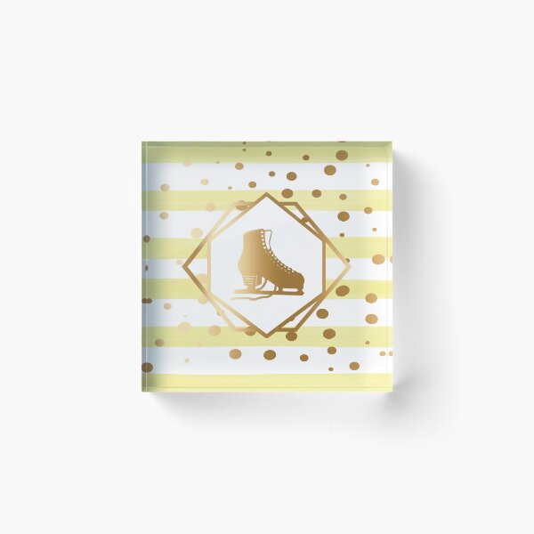 Item preview, Gold Figure Skate on Pastel Yellow Stripes with Gold Dots designed and sold by Purposely Designed.