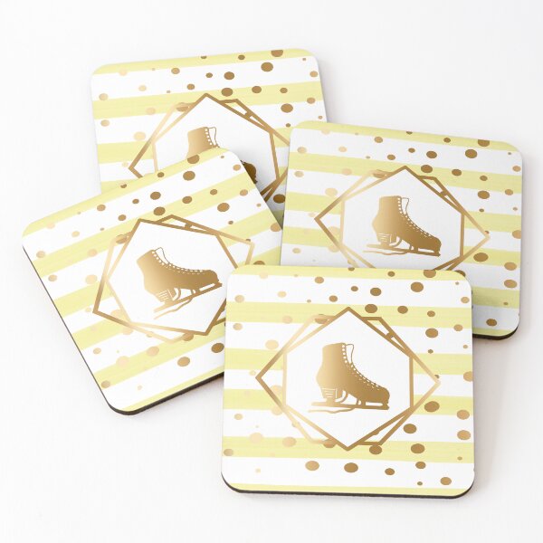 Item preview, Gold Figure Skate on Pastel Yellow Stripes with Gold Dots designed and sold by Purposely Designed.