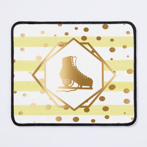 Item preview, Gold Figure Skate on Pastel Yellow Stripes with Gold Dots designed and sold by PD-Skating.