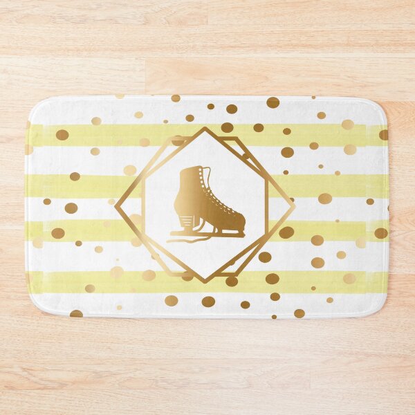 Item preview, Gold Figure Skate on Pastel Yellow Stripes with Gold Dots designed and sold by PD-Skating.