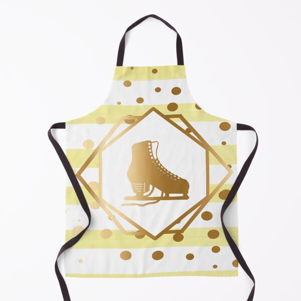 Item preview, Gold Figure Skate on Pastel Yellow Stripes with Gold Dots designed and sold by PD-Skating.