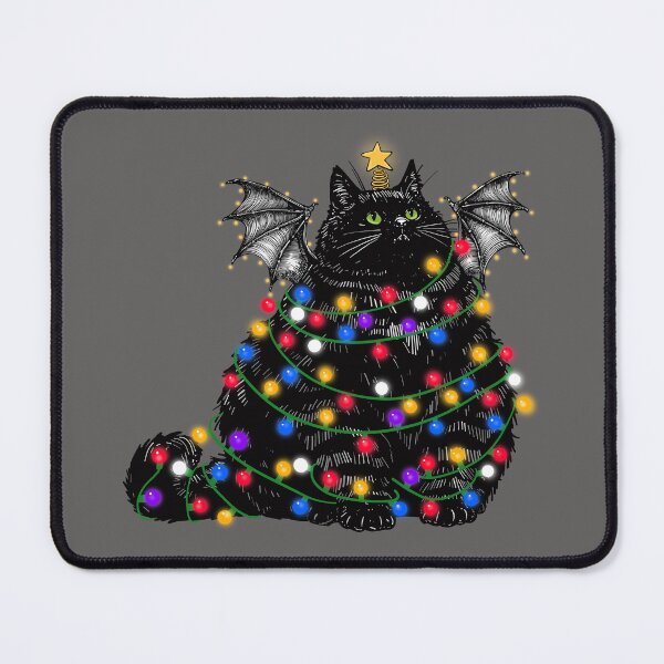 Item preview, Chonky Bat Cat Christmas Tree Lights Star Version designed and sold by KilkennyCat Art.