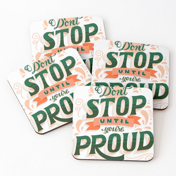 Item preview, Motivational typography artwork saying don't stop until you're proud in bold and colorful lettering designed and sold by bayzidstock.