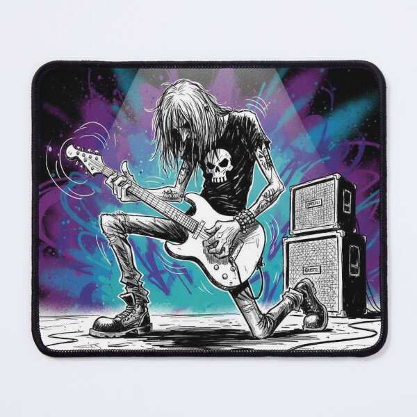 Item preview, Rock Guitarist Kneeling on Stage – Heavy Metal Concert Illustration designed and sold by Pixel Pout.