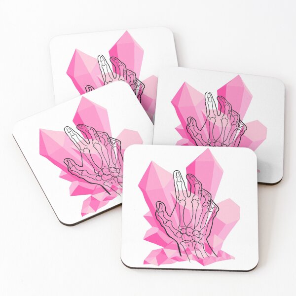 Artikelvorschau, Dieses super coole Design kennzeichnet den Umriss einer Skeletthand, die nach einem geometrischen rosa Turmalinkristall greift. Fass es einfach nicht an! Sie könnten einen Arm verlieren ...
Auch mit weißem Umriss für dunkle Produkte erhältlich! entworfen und verkauft von Elizarumm.