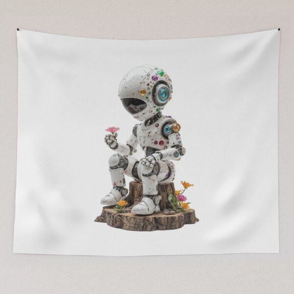 Item preview, The robot looks at the flower with interest designed and sold by MadinaFatt.