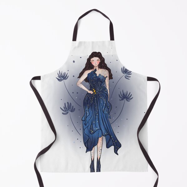 Item preview, Lily theme fashion illustration art women win blue gold dress designed and sold by tenkenryujin.
