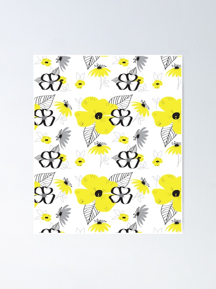 Póster «Flores dibujadas amarillas y negras» de MathisDesigns | Redbubble