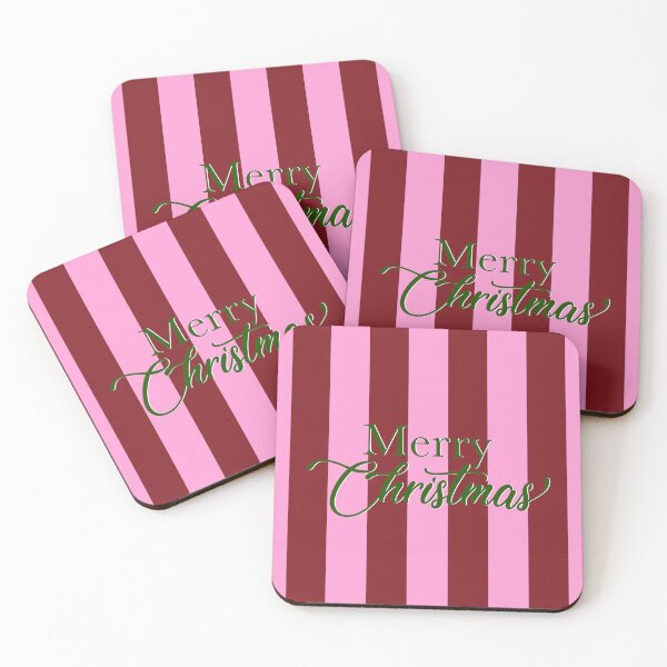 Item preview, Merry Christmas Typography, Pink and Burgundy Stripes designed and sold by OneThreeSix.