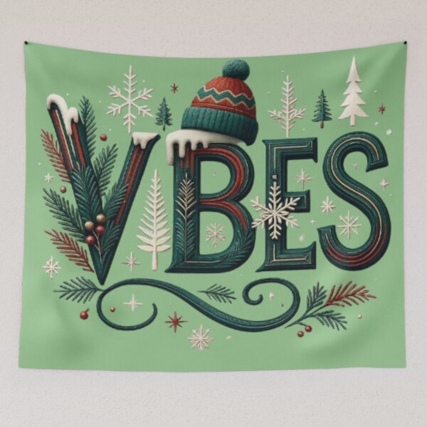 Item preview, Vibes Winter Snowflake Pine Tree Cozy Cap Typography designed and sold by Kony83.