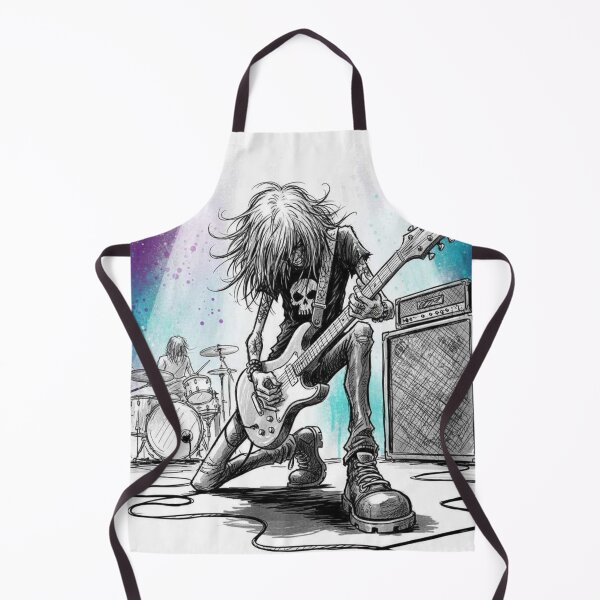 Item preview, Rock Band Performing on Stage – Heavy Metal Guitarist and Drummer Illustration designed and sold by Pixel Pout.