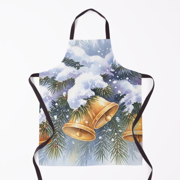 Item preview, Golden Christmas bells hanging on a snowy pine branch designed and sold by homydesign.