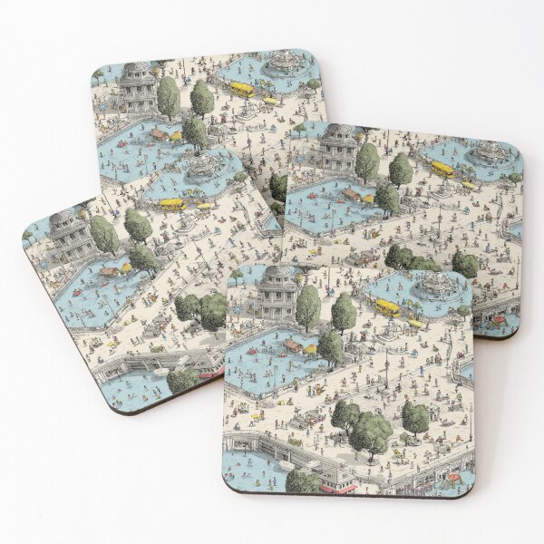 Item preview, Summer in the Park – Whimsical City Pool Illustration designed and sold by casualnature.