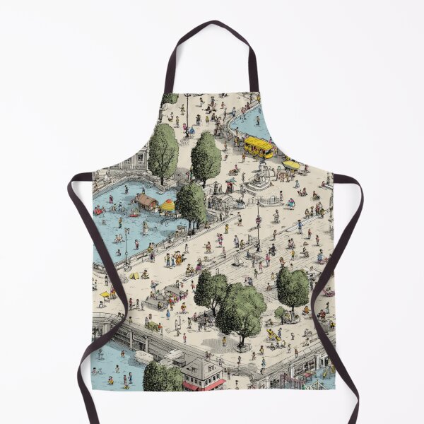 Item preview, Summer in the Park – Whimsical City Pool Illustration designed and sold by casualnature.