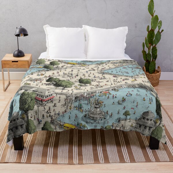 Item preview, Summer in the Park – Whimsical City Pool Illustration designed and sold by casualnature.