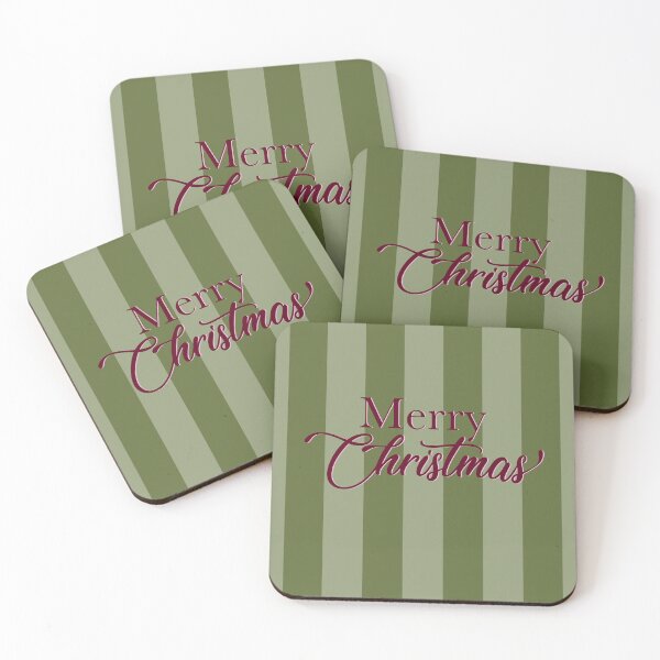 Item preview, Merry Christmas Burgundy Typography and Green Stripes designed and sold by OneThreeSix.