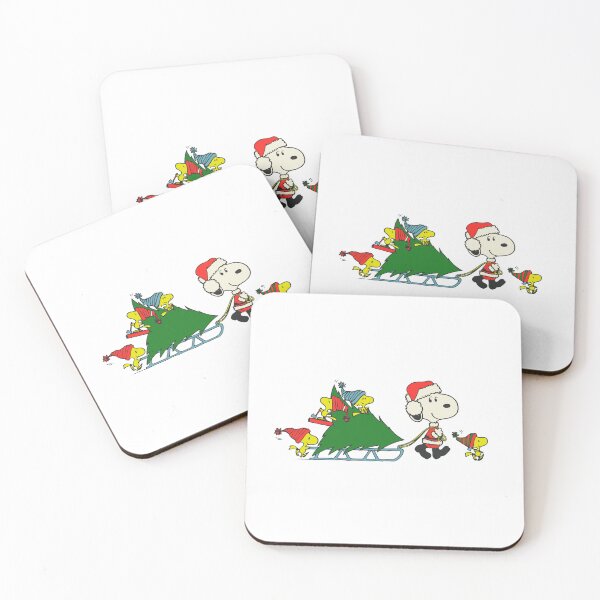 Item preview, Santa Snoopy dragging the Christmas tree with elf helpers designed and sold by Polarisofficial.