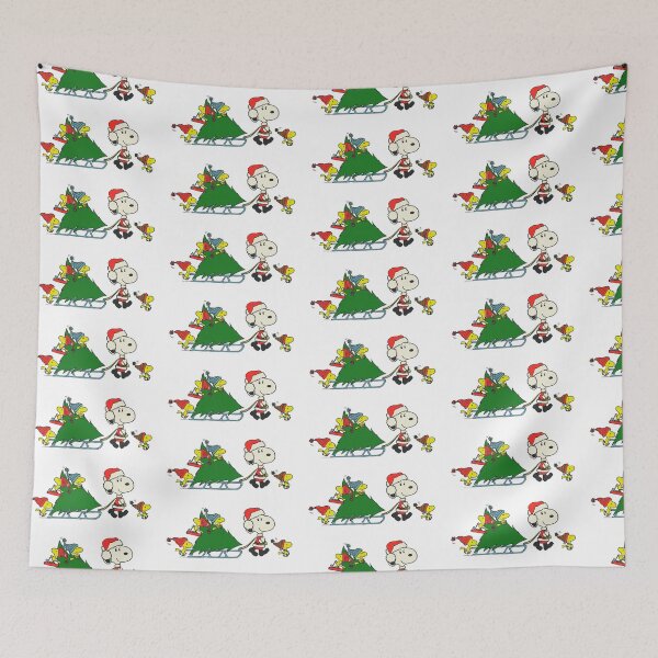 Item preview, Santa Snoopy dragging the Christmas tree with elf helpers designed and sold by Polarisofficial.