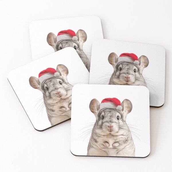 Item preview, Festive Cute Chinchilla in Santa Hat designed and sold by LazyOwlStore.