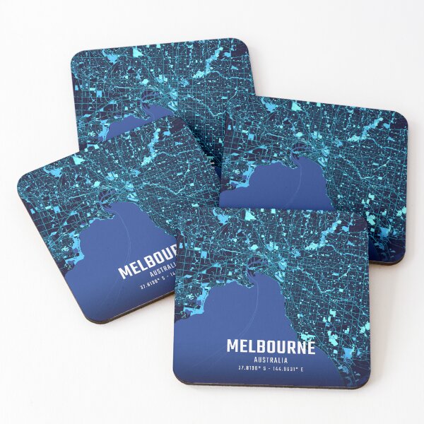 Aperçu de l'œuvre Carte de la ville de Melbourne à minuit créée et vendue par HomeLivingCo.