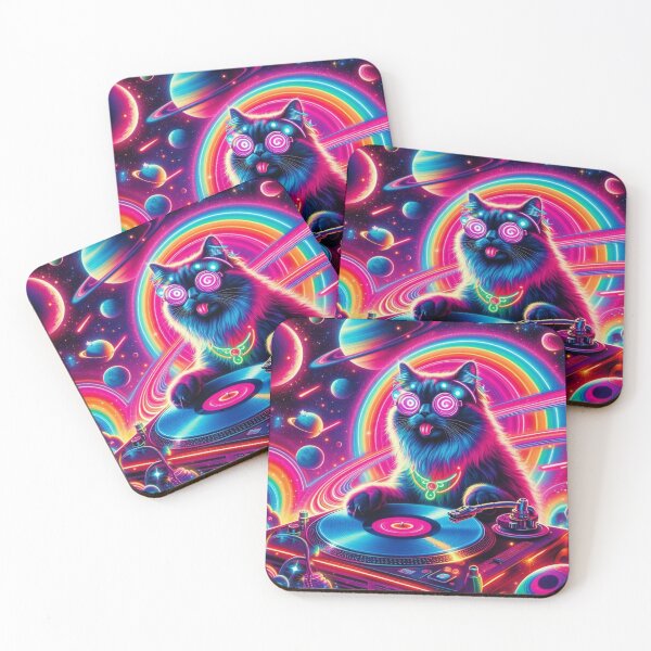 Item preview, Cosmic DJ Cat in Neon Space designed and sold by Dogandesighn.