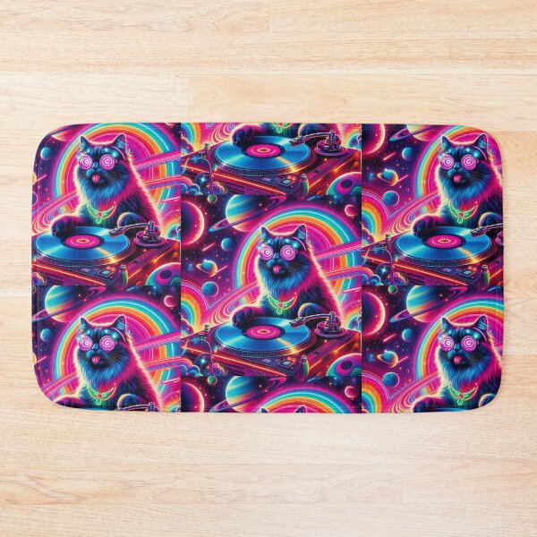 Item preview, Cosmic DJ Cat in Neon Space designed and sold by Dogandesighn.