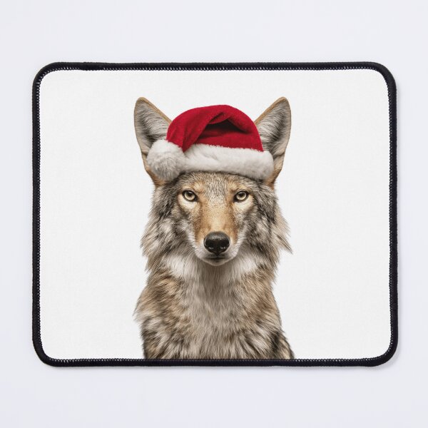 Item preview, Festive Coyote Wearing Santa Hat designed and sold by LazyOwlStore.
