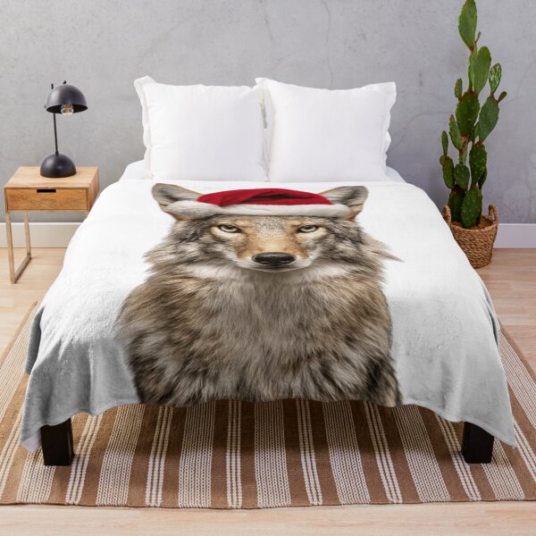 Item preview, Festive Coyote Wearing Santa Hat designed and sold by LazyOwlStore.