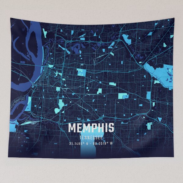 Item preview, Memphis Midnight City Map designed and sold by HomeLivingCo.