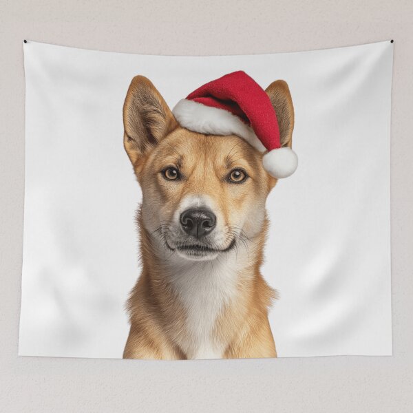 Item preview, Christmas Dingo with Santa Hat designed and sold by LazyOwlStore.