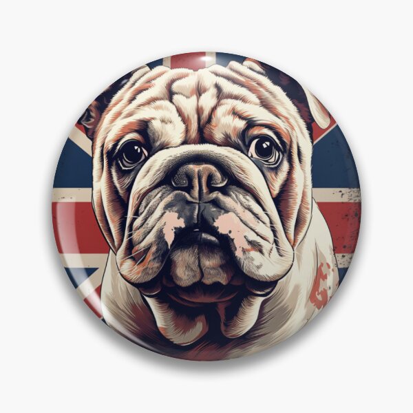Item preview, English Bulldog with British Flag – Vintage Dog Art Design designed and sold by AvanasShop.