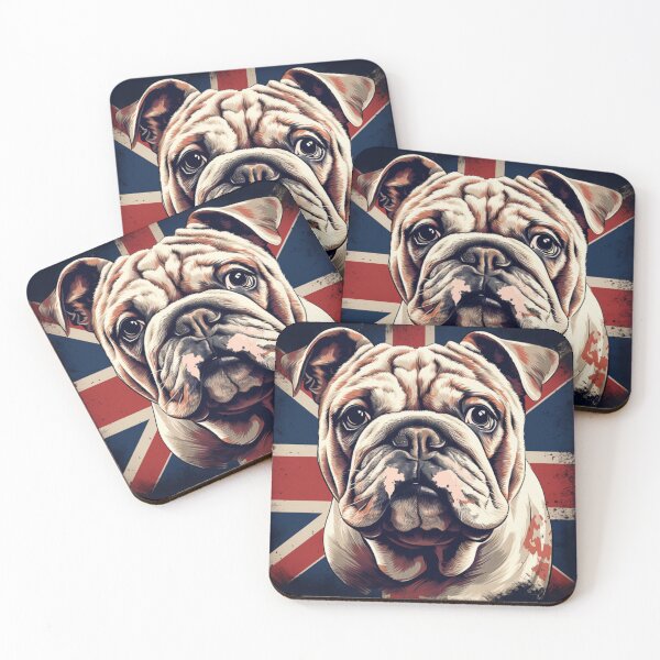 Item preview, English Bulldog with British Flag – Vintage Dog Art Design designed and sold by AvanasShop.