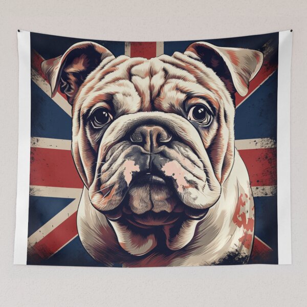 Item preview, English Bulldog with British Flag – Vintage Dog Art Design designed and sold by AvanasShop.