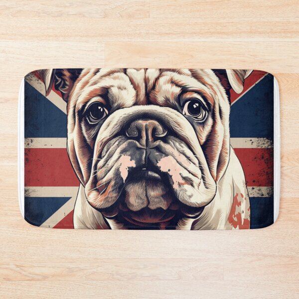 Item preview, English Bulldog with British Flag – Vintage Dog Art Design designed and sold by AvanasShop.