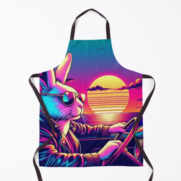 Item preview, "Synthwave Sunset Drive with Cool Rabbit" designed and sold by Dogandesighn.