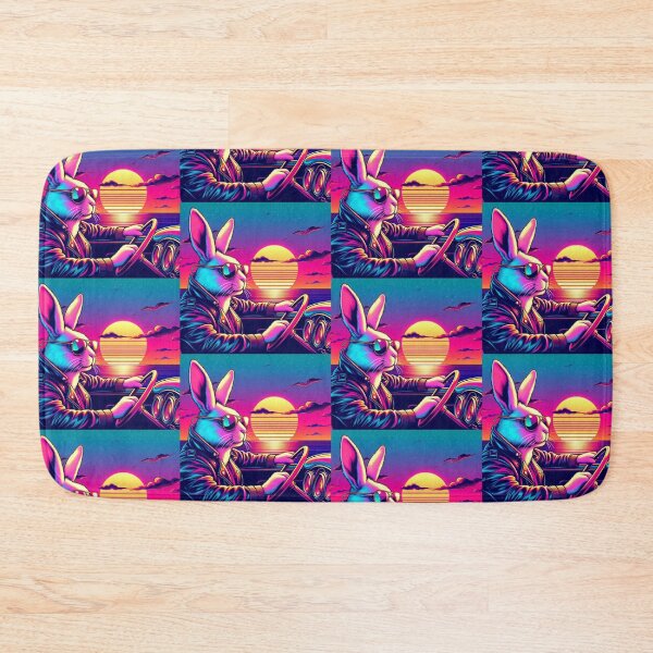Item preview, "Synthwave Sunset Drive with Cool Rabbit" designed and sold by Dogandesighn.
