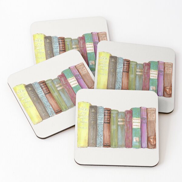 Item preview, Light Academia Row of Books Illustration watercolor by artist Renee Machan designed and sold by RMachanArt.