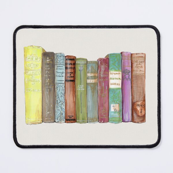 Item preview, Light Academia Row of Books Illustration watercolor by artist Renee Machan designed and sold by RMachanArt.